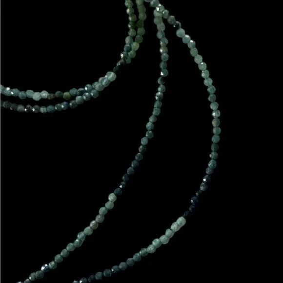 Green Multicolor Faceted Tourmaline Necklace 2 Strand 16” - Picture 2 of 7